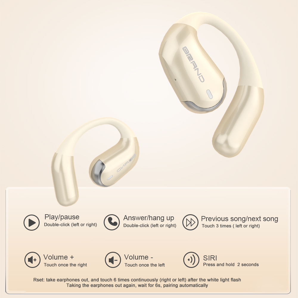 Auriculares inalámbricos audios direccionales de Bluetooth del nuevo diseño OWS del oído abierto del silicón