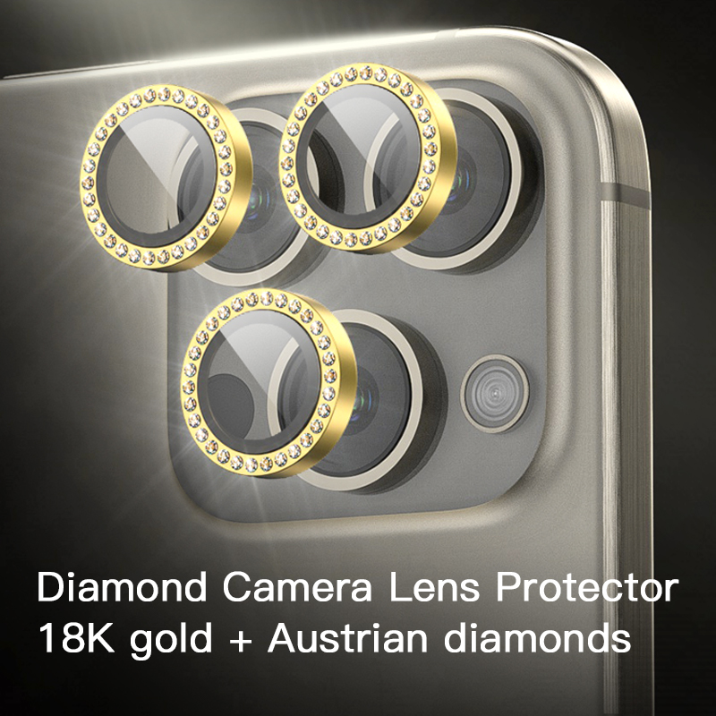Forme a OEM 18K Gold+Austria Diamonds el protector de cristal moderado antiarañazos colorido de la lente de cámara de Iphone