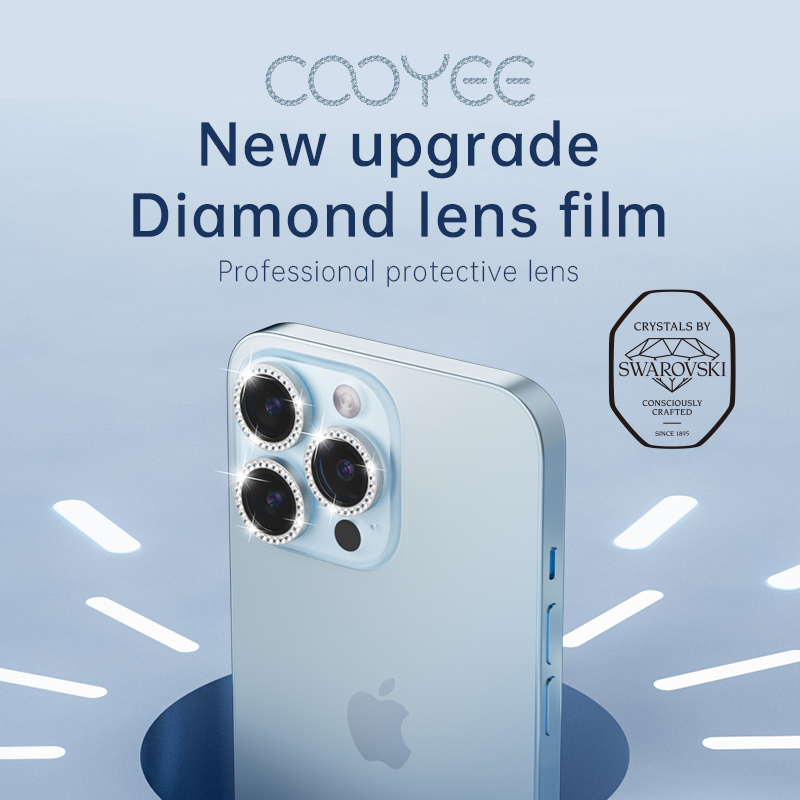 Nueva moda con protector de lente de cámara de iPhone de vidrio templado resistente a arañazos con diamantes SWAROVSKI