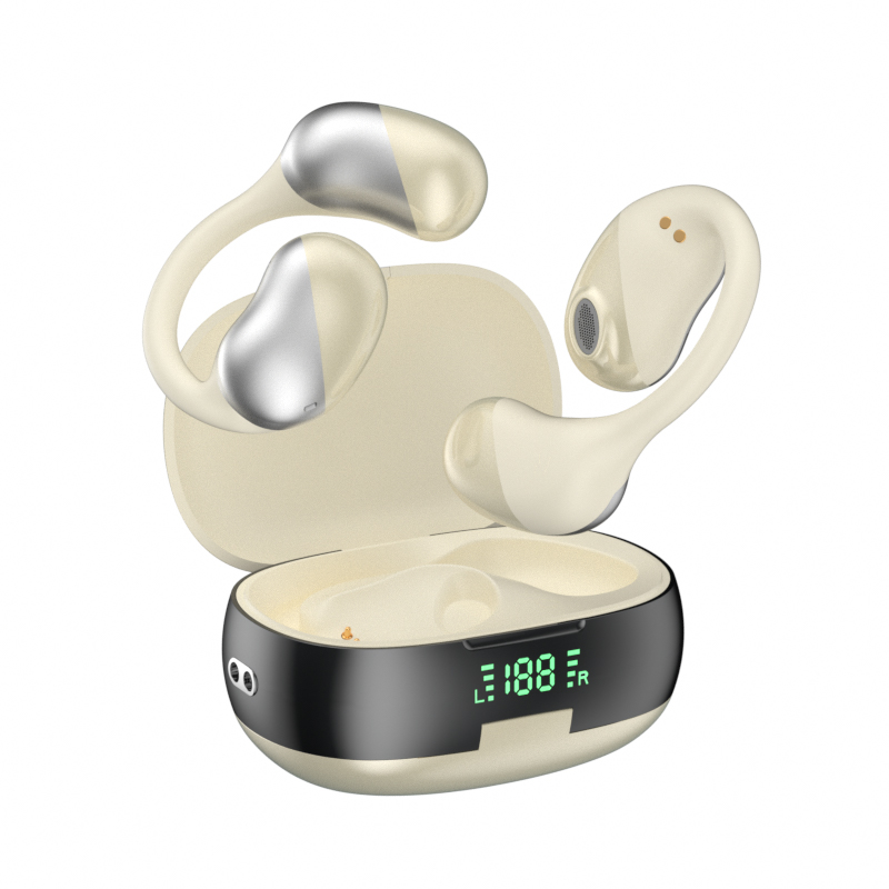Nueva llegada de stock Pantalla digital de carga rápida TIPO-C Inalámbrico Bluetooth OWS Auriculares de conducción de oído abierto