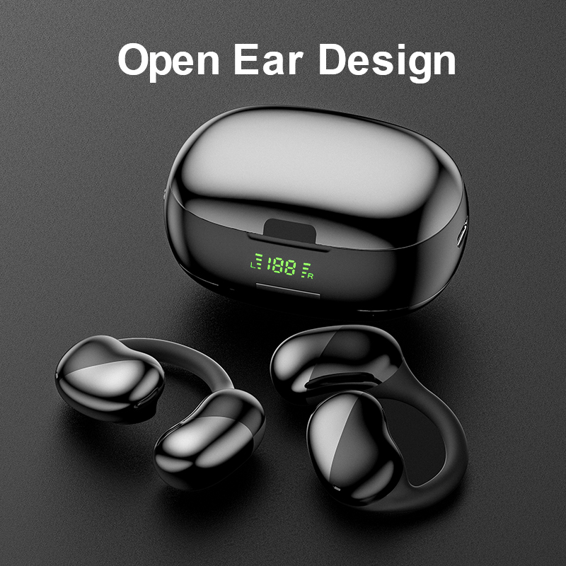 Stock disponible Pantalla digital de carga rápida TYPE-C Inalámbrico Bluetooth OWS Auriculares inteligentes de moda abierta OEM