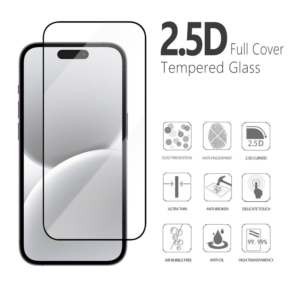 Venta al por mayor para iPhone 16/16 Pro Protector de pantalla de vidrio templado Impresión de pantalla de seda a prueba de explosiones Cubierta completa