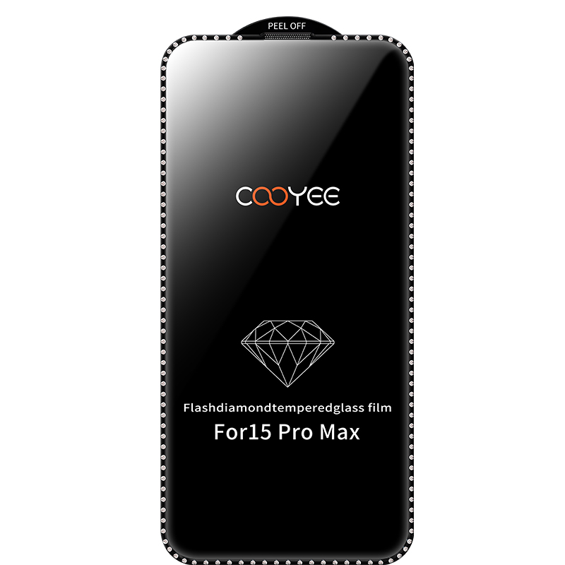 Diamond Apple 15 Pro Max Protectores de pantalla de vidrio templado transparente para teléfono móvil Película anticaída Cobertura de pantalla completa Huellas dactilares antiadherentes