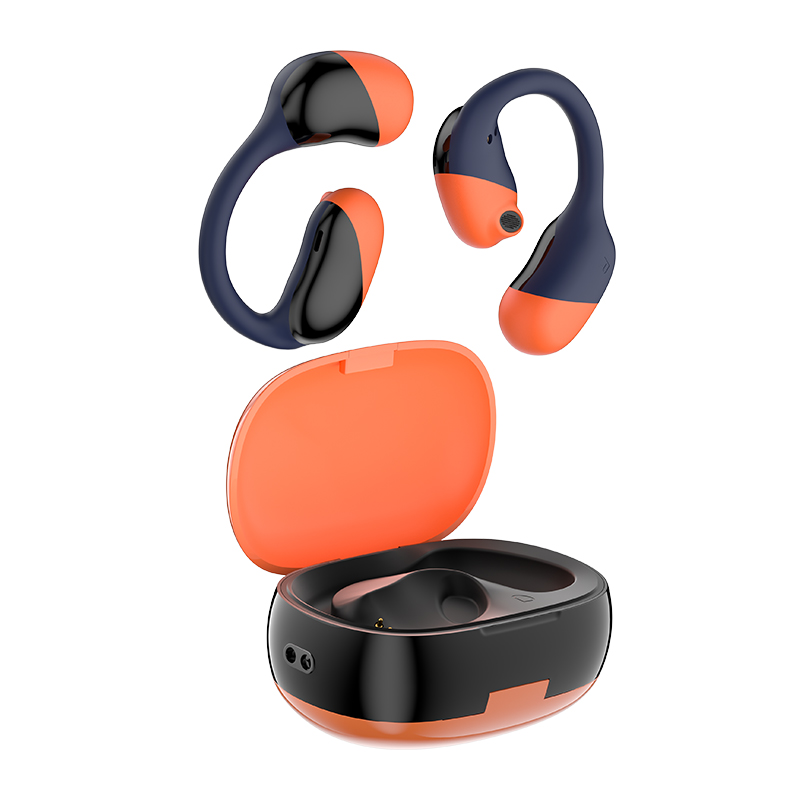 Auriculares de conducción de aire inalámbricos Bluetooth con dolor de oído de larga duración con diseño colgante de oreja suave de silicona